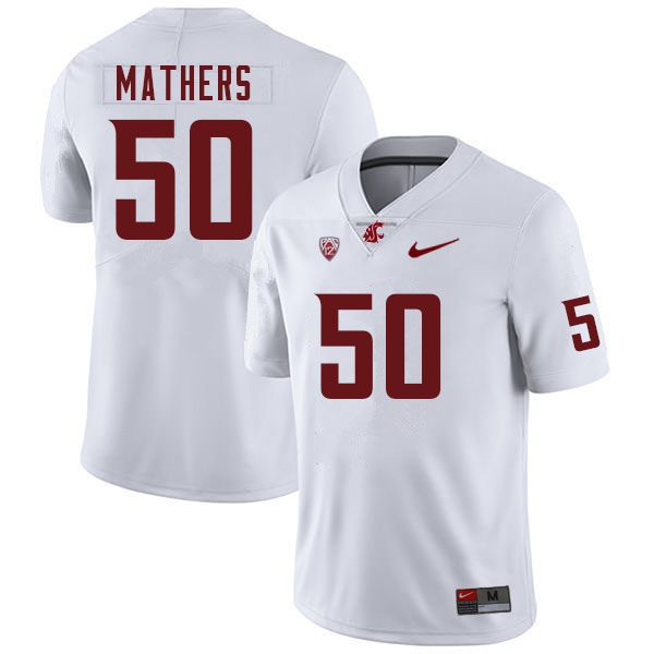 Washington State Cougars #50 Cooper Mathers College Football Jerseys Sale-White